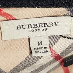 Pre Owned Burberry London Black Jersey Nova Check Detail Top M