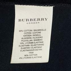 Pre Owned Burberry London Black Jersey Nova Check Detail Top M