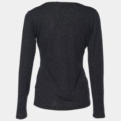 Pre Owned Burberry London Charcoal Grey Knit Button Front Cardigan L