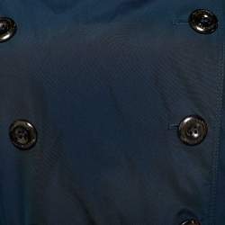 Pre Owned Burberry Midnight Blue Synthetic Double Breasted Trench Coat L