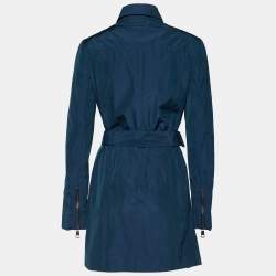 Pre Owned Burberry Midnight Blue Synthetic Double Breasted Trench Coat L