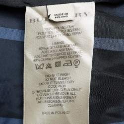 Pre Owned Burberry Midnight Blue Synthetic Double Breasted Trench Coat L