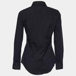 Pre Owned Burberry Black Stretch Cotton Button Front Shirt S