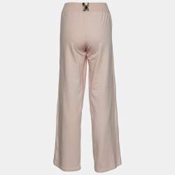 Pre Owned Burberry London Pink Cotton Knit Wide Leg Trousers L