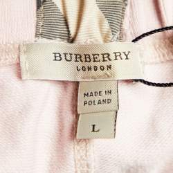 Pre Owned Burberry London Pink Cotton Knit Wide Leg Trousers L