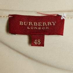Pre Owned Burberry London Beige Logo Print Stretch Cotton Worley Crew Neck T-Shirt L
