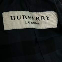 Pre Owned Burberry Navy Blue Wool Zip Front Jacket XS