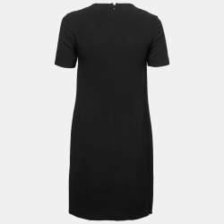 Pre Owned Burberry Black Crepe Pleated Mini Dress S