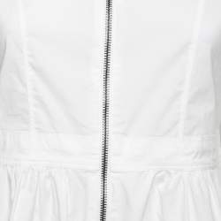 Pre Owned Burberry White Cotton Zip Front Long-Sleeve Top S 