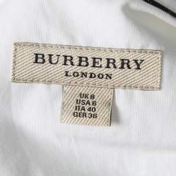 Pre Owned Burberry White Cotton Zip Front Long-Sleeve Top S 