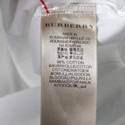 Pre Owned Burberry White Cotton Zip Front Long-Sleeve Top S 