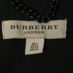 Pre Owned Burberry London Black Crepe Zip Front Military Jacket S