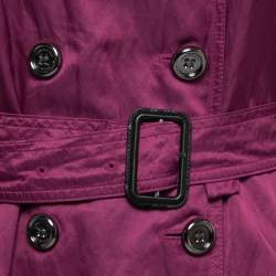 Pre Owned Burberry London Purple Satin Belted Trench Coat S