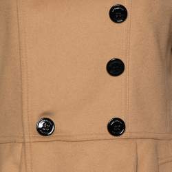 Burberry Camel Brown Wool & Cashmere Detachable Fur Collar Coat M