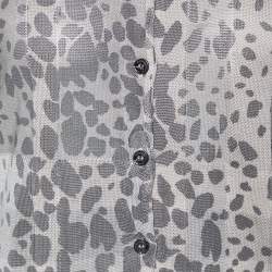 Pre Owned Burberry London Beige Animal Printed Silk Knit Button Front Cardigan XS