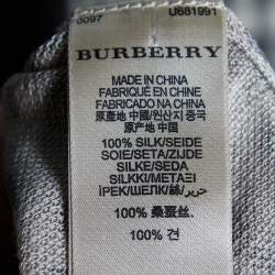 Pre Owned Burberry London Beige Animal Printed Silk Knit Button Front Cardigan XS