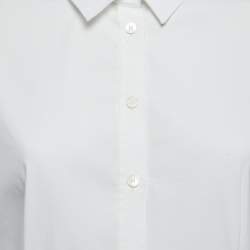 Pre Owned Burberry London White Cotton Blend Button Front Long Sleeve Shirt M