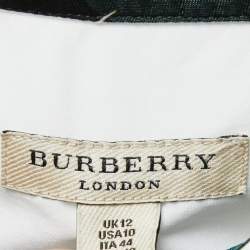 Pre Owned Burberry London White Cotton Blend Button Front Long Sleeve Shirt M