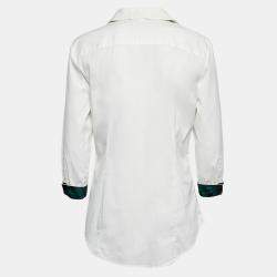 Pre Owned Burberry London White Cotton Blend Button Front Long Sleeve Shirt M