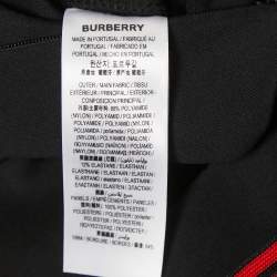 Pre Owned Burberry Black Stretch Knit Logo Patch High Neck Long Sleeve Crop Top S