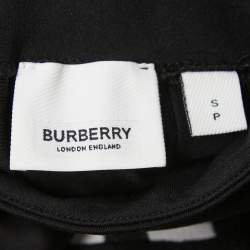 Pre Owned Burberry Black Stretch Knit Logo Patch High Neck Long Sleeve Crop Top S