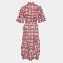 Pre Owned Burberry London Multicolor Plaid Painted Cotton Belted Shirt Dress S