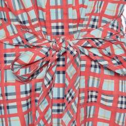 Pre Owned Burberry London Multicolor Plaid Painted Cotton Belted Shirt Dress S