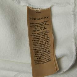 Pre Owned Burberry White Cotton-Blend Vintage Check Detail Sweatshirt S