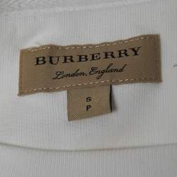 Pre Owned Burberry White Cotton-Blend Vintage Check Detail Sweatshirt S