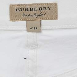 Pre Owned Burberry White Denim Buttoned Jeans M Waist 29"
