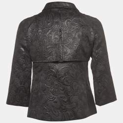 Pre Owned Burberry London Black Shiny Jacquard Jacket XS