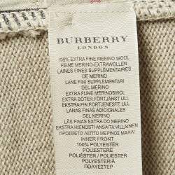 Pre Owned Burberry London Beige Merino Wool Zip-Up Sweater L