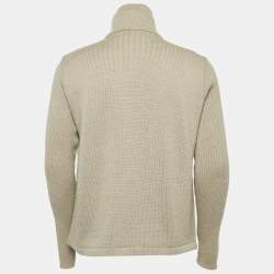 Pre Owned Burberry London Beige Merino Wool Zip-Up Sweater L