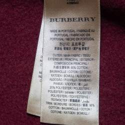 Pre Owned Burberry Burgundy Logo Embroidered Cotton Cape M