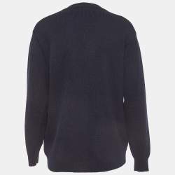 Pre Owned Burberry London Vintage Navy Blue Knit Button Front Cardigan M