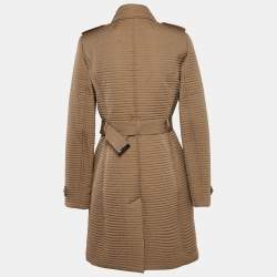 Pre Owned Burberry Brown Synthetic Quilted Double Breasted Mid-Length Coat S