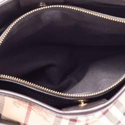 Pre Owned Burberry Brown/Beige Haymarket Check Coated Canvas and Leather Small Northfield Tote