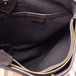 Pre Owned Burberry Brown/Beige Haymarket Check Coated Canvas and Leather Small Northfield Tote