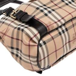 Pre Owned Burberry Brown/Beige Haymarket Check Coated Canvas and Leather Small Northfield Tote