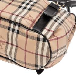 Pre Owned Burberry Brown/Beige Haymarket Check Coated Canvas and Leather Small Northfield Tote