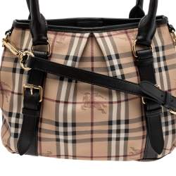 Pre Owned Burberry Brown/Beige Haymarket Check Coated Canvas and Leather Small Northfield Tote