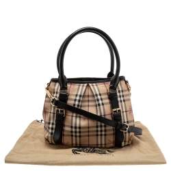 Pre Owned Burberry Brown/Beige Haymarket Check Coated Canvas and Leather Small Northfield Tote