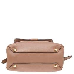 Pre Owned Burberry Brown Leather And House Check Fabric Medium Camberley Top Handle Bag