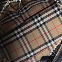 Pre Owned Burberry Black Nylon Logo Flap Diaper Bag