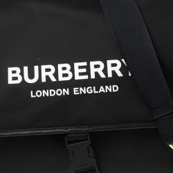 Pre Owned Burberry Black Nylon Logo Flap Diaper Bag