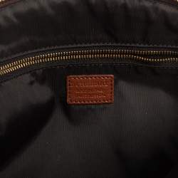 Pre Owned Burberry Beige Housecheck Canvas And Leather Orchard Crossbody Bag