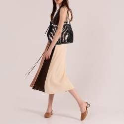 Pre Owned Burberry Black Zebra Print Haymarket Canvas and Leather Canterbury Tote