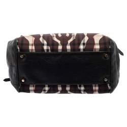 Pre Owned Burberry Black Zebra Print Haymarket Canvas and Leather Canterbury Tote