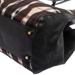 Pre Owned Burberry Black Zebra Print Haymarket Canvas and Leather Canterbury Tote