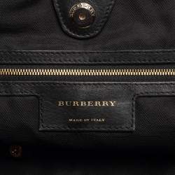 Pre Owned Burberry Black Zebra Print Haymarket Canvas and Leather Canterbury Tote